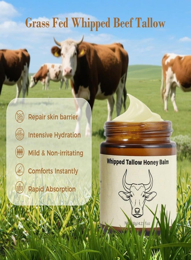 SURORAIN Whipped Tallow Honey Lip Balm, Tallow Honey Body Balm, Grass-Fed Tallow Skin Cream Body Moisturizer, Deeply Moisturizing and Nourishing for Dry Skin, Suitable for Dry, Chapped Skin - Image 3